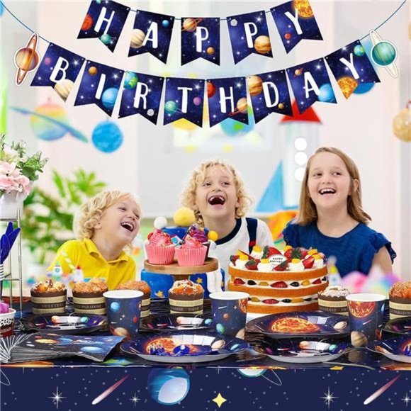 Outer Space Birthday Party Supplies Serve 24 Space Party Tableware Set - Picture 5 of 6